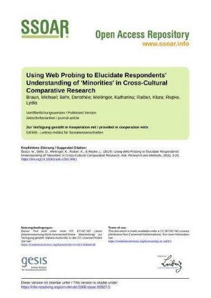 Using Web Probing to Elucidate Respondents' Understanding of 'Minorities' in Cross-Cultural Comparative Research