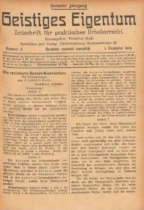 Nummer 5 (1. Dezember 1909)