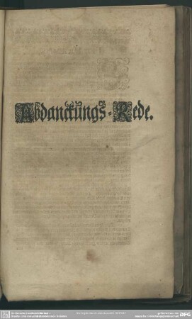 Abdankung : Abdanckungs-Rede