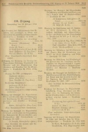 116. Sitzung. Donnerstag den 19. Februar 1920