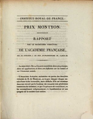 Recueil de lectures faites dans la séance publique tenue par l'Académie Française, pour la réception de M. Jay, le mardi 19 juin 1832