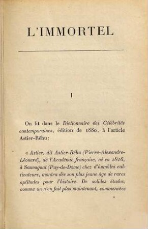 L' immortel : moeurs parisiennes