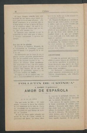 Folletín de "Crónica" : Amor de Española