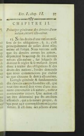 Chapitre II. Prrincipes généraux des devoirs d'une nation evers elle-même.