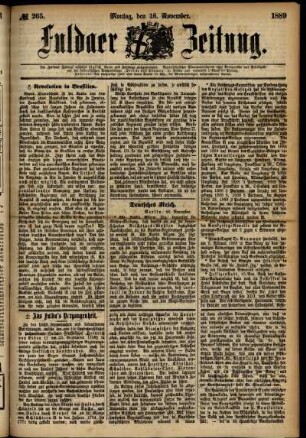 Ausgabe vom Montag, den 18. November 1889.