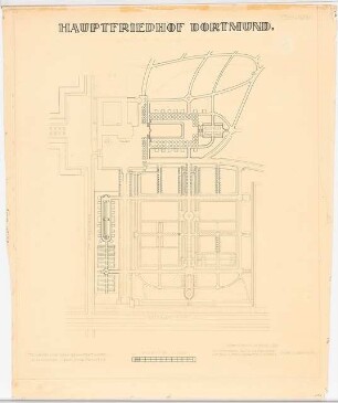 Hauptfriedhof, Dortmund: Teilplan aus dem Gesamtentwurf erster Bauabschnitt 1:1000