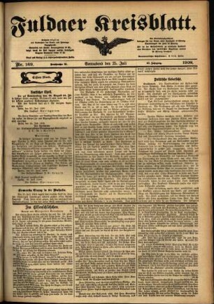 Erste Ausgabe vom Samstag, den 25. Juli 1908.