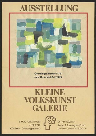 Ausstellungswerbung: "Grundlagenbiennale 1/79" von 26.06. bis 27.07.1979