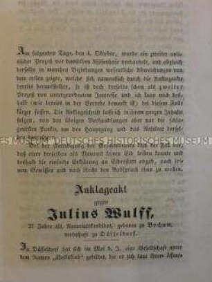 Anklageschrift wegen Hochverrats gegen Julius Wulff