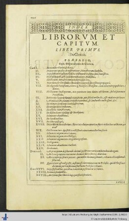 Index Librorum et Capitum.