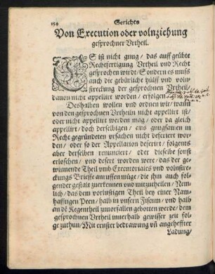 Von Execution der volnziehung gesprochner Urtheil.