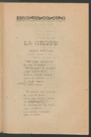 La grippe : Tango popular