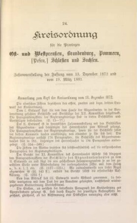 24. Kreisordnung für die Provinzen Ost- und Westpreußen, Brandenburg, Pommern, [Posen,] Schlesien und Sachsen
