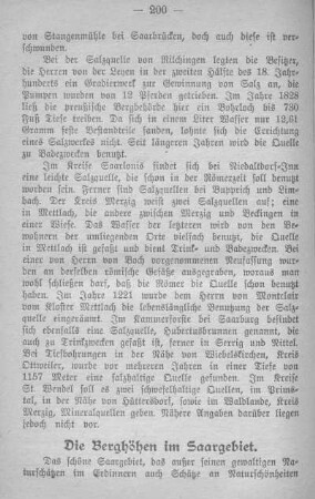 Die Berghöhen im Saargebiet.