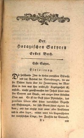 Horazens Satyren : aus dem Lateinischen übersezt und mit Einleitungen und erläuternden Anmerkungen versehen, Zweyter Theil