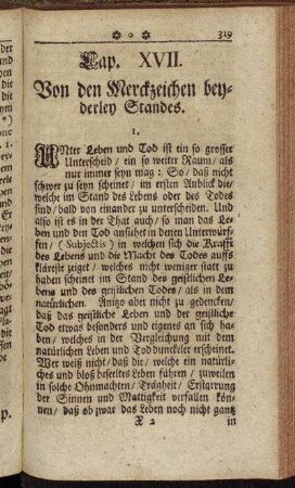 Cap. XVII. Von den Merckzeichen beyderley Standes.