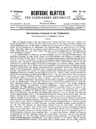 Das deutsche Lesebuch in der Volksschule : (Schluss)