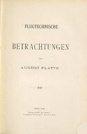 Flugtechnische Betrachtungen