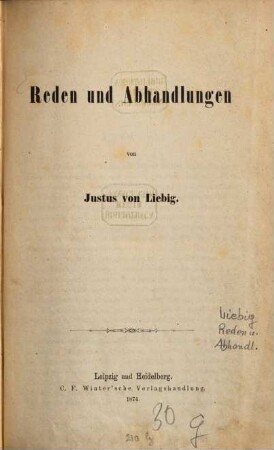 Reden und Abhandlungen