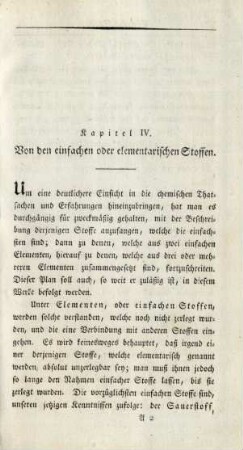 Kapitel IV. Von den einfachen oder elementarischen Stoffen