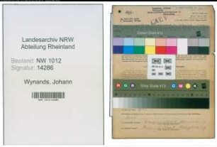 Entnazifizierung Johann Wynands , geb. 25.08.1895 (Schlosser)