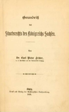 Grundriß des Staatsrechts des Königreichs Sachsen