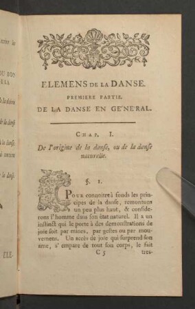 Chap. I. De l'origine de la danse, ou de la danse naturelle