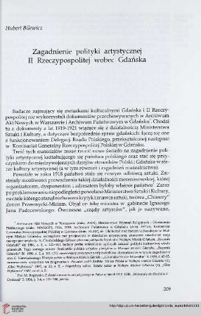 3: Zagadnienie polityki artystycznej II Rzeczypospolitej wobec Gdańska