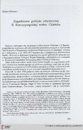 3: Zagadnienie polityki artystycznej II Rzeczypospolitej wobec Gdańska