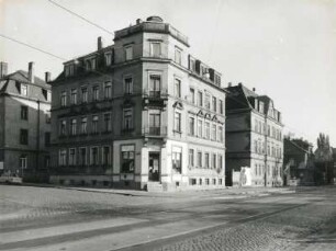 Dresden-Pieschen, Großenhainer Straße 144 und 142. Wohnhäuser (um 1895, Nr. 144 mit Laden)