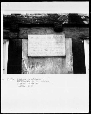 Gedenktafel an "Dr. hc. Ludwig Bickell" (1838-1901), 1. Landeskonservator Hessens