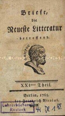 Briefe, die neueste Literatur betreffend, Jg. 1765