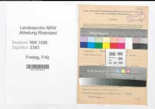 Entnazifizierung Fritz Freitag , geb. 13.12.1903 (Lehrer)
