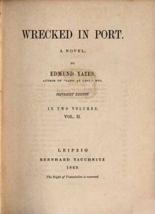 Wrecked in port : a novel. 2