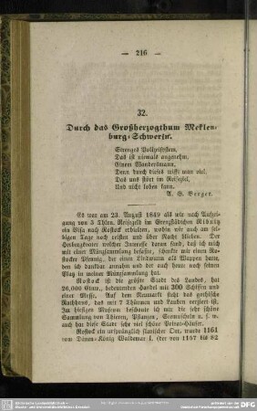32. Durch das Großherzogthum Meklenburg-Schwerin