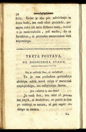 Treta Postava. = Drittes Hauptstück. Von der Schwangerschaft.