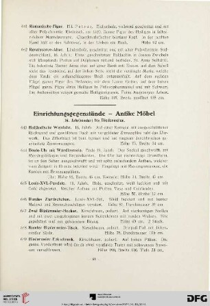 Einrichtungsgegenstände – Antike Möbel (Nr. 643-704)