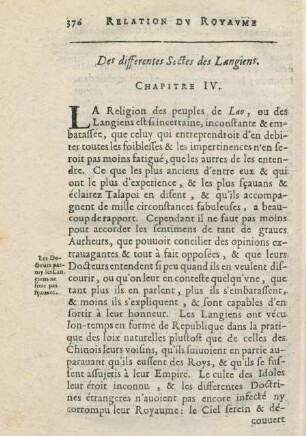 Chapitre IV. Des differentes Sectes des Langiens
