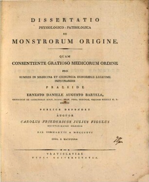 Diss. physiol. path. de monstrorum origine