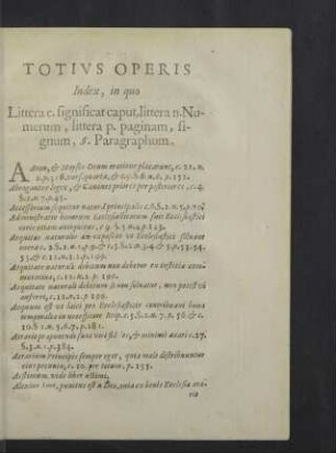 Totius Operis Index