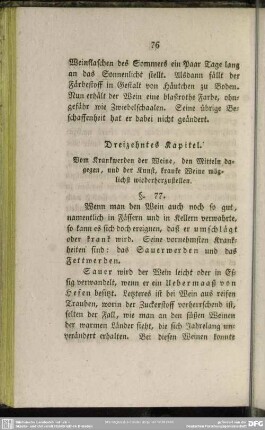 Dreizehntes Kapitel. Vom Krankwerden der Weine, den Mitteln dagegen, und der Kunst, kranke Weine möglichst wieder herzustellen