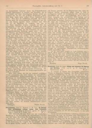 168-169 [Rezension] Procksch, Otto, Petrus und Johannes bei Marcus und Matthäus