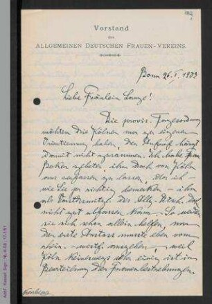 Brief von Elsbeth Krukenberg an Helene Lange