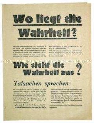 Propagandaschrift der SED anlässlich der bevorstehenden Gemeindewahlen 1946 mit scharfer Polemik gegen Kandidaten der CDU wegen deren NS-Vergangenheit