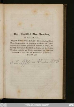 Karl Gottlieb Bretschneider, Dr. theol. et philos.