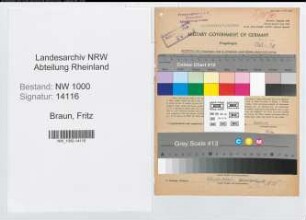 Entnazifizierung Fritz Braun, geb. 27.02.1905 (Postangest.)