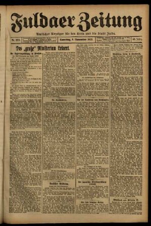 Erste Ausgabe vom Samstag, den 05. November 1921.