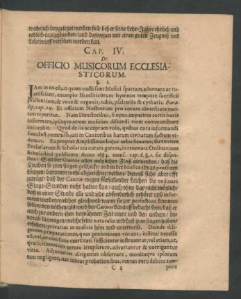 Cap. IV. De Officio Musicorum Ecclesiasticorum.