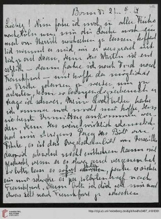 Heid. Hs. 3487,418: Brief von Marie Luise Gothein an Eberhard Gothein
