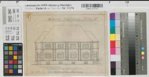 Velen (Velen) Beamtenwohnhaus Vorderansicht mit Spalierlatten (1924) 1 : 200 19 x 25,5 Bleistiftzeichnung Landsberg-Velen